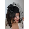 Siyah Renk Çiçek Detaylı Nikah Şapkası/Vualet Şapka