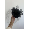 Siyah Renk Çiçek Detaylı Nikah Şapkası/Vualet Şapka
