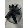 Siyah Renk Çiçek Detaylı Nikah Şapkası/Vualet Şapka