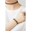 Siyah Renk Elastik Choker Kolye | Bileklik Ve Yüzük Set