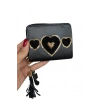 Siyah Renk Kalp Figürlü Deri Kadın Cüzdan