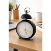 Siyah Renk Mini Dekoratif Işıklı Alarmlı Yuvarlak Masa Saati