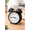 Siyah Renk Mini Dekoratif Işıklı Alarmlı Yuvarlak Masa Saati