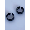 Siyah Renk Sıkıştırmalı Ear Cuff Unisex Halka Küpe (Çift)