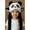 Siyah Ve Beyaz Renk Panda Figürlü Peluş Şapka