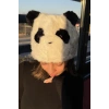 Siyah Ve Beyaz Renk Panda Figürlü Peluş Şapka