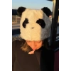 Siyah Ve Beyaz Renk Panda Figürlü Peluş Şapka