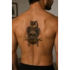 Takıştır Kurukafa Detaylı Baykuş Geçici Dövme Tattoo