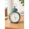 Turkuaz Renk Mini Dekoratif Işıklı Alarmlı Yuvarlak Masa Saati