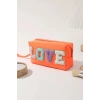 Turuncu Renk Love Detaylı Makyaj Çantası