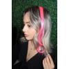 Yan Çıt Çıt Postiş / Neon Pembe Dalgalı / 45 Cm