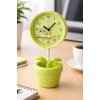 Yeşil Renk Saksı Figürlü Alarmlı Masa Saati