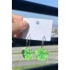 Yeşil Renk Sallantılı Lotus Küpe (Çift)