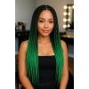 Yeşil Siyah İki Renk Ombreli Afrika Zenci Örgüsü Box Braid Sentetik Saç 60cm 100gr
