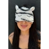 Zebra Desenli Kulak Detaylı Peluş Uyku Bandı