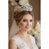 Zirkon Taşlı Gelin/Kına/Nişan/Söz Tasarım Taç