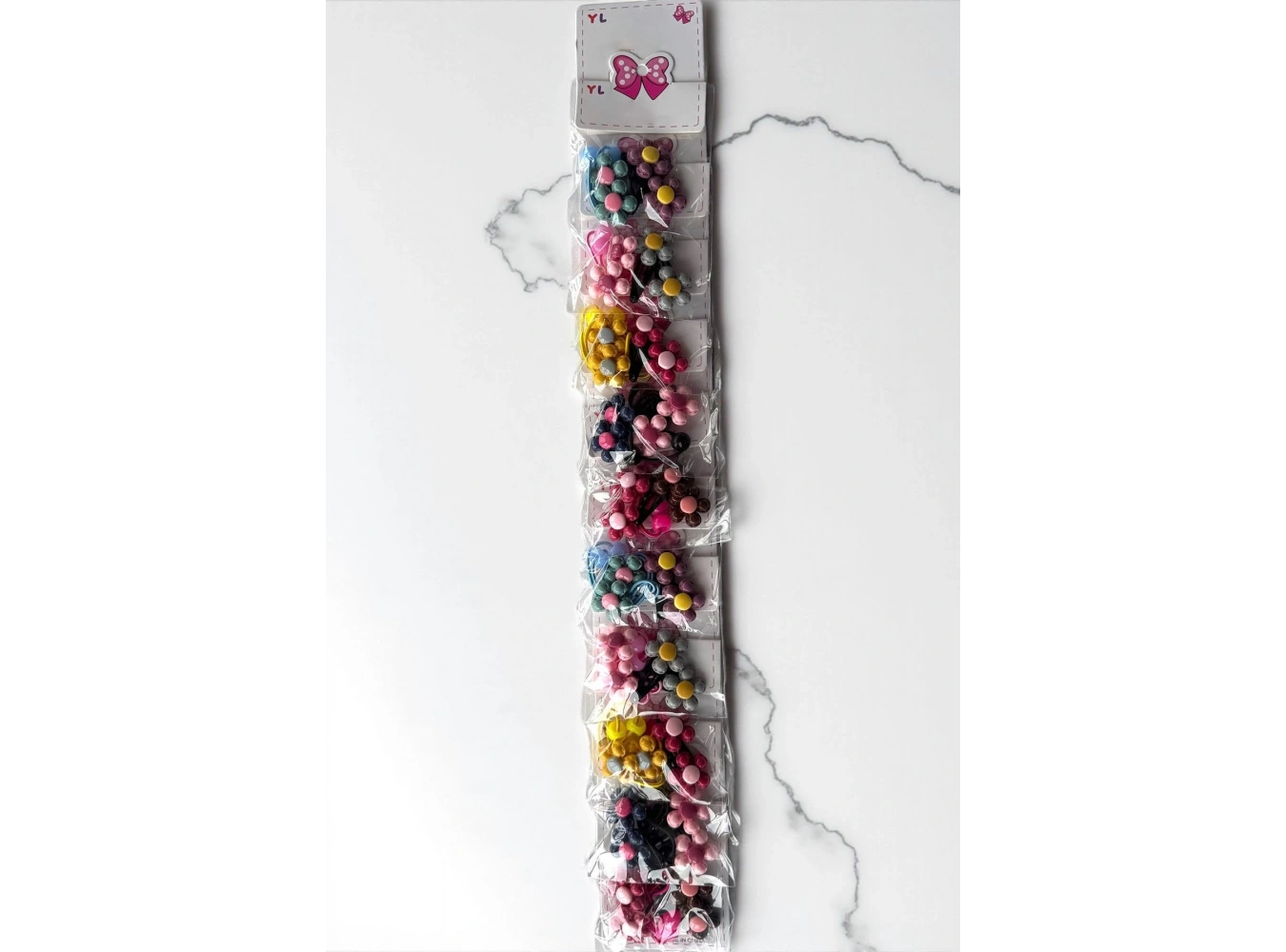 10lu Karışık Renk Çiçek Figürlü Lastik Toka Ve Yan Toka Set