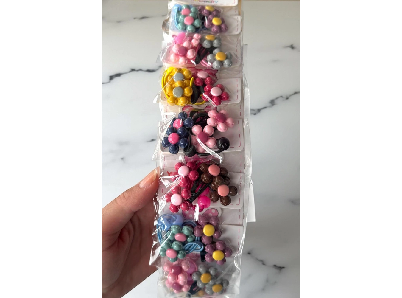 10lu Karışık Renk Çiçek Figürlü Lastik Toka Ve Yan Toka Set