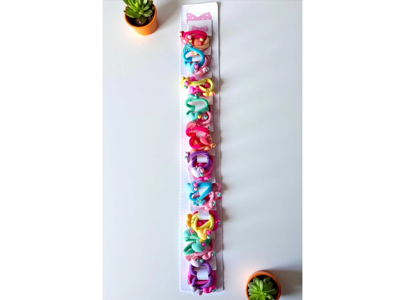 10lu Karışık Renk Kalp Figürlü Lastik Toka Set