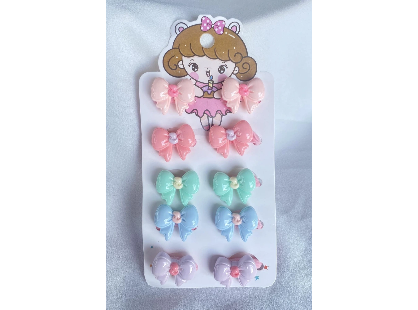 10lu Karışık Renk Kurdele Figürlü Lastik Toka