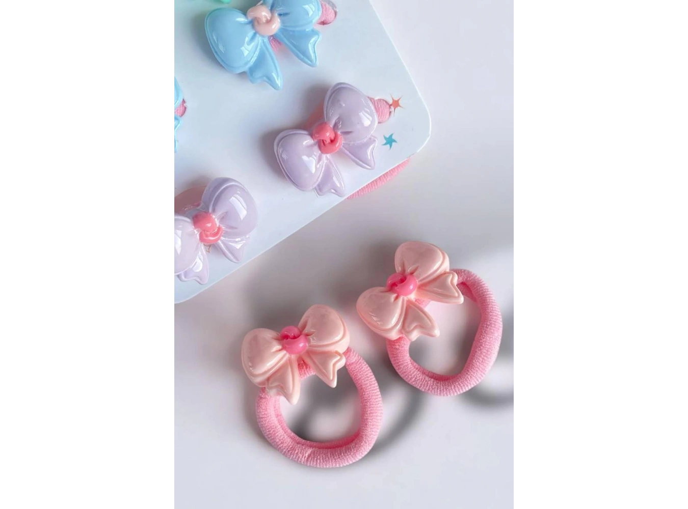 10lu Karışık Renk Kurdele Figürlü Lastik Toka