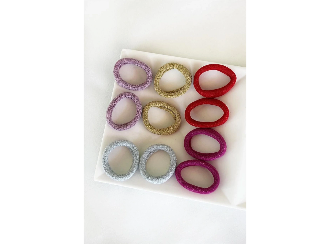 10lu Karışık Renk Simli Havlu Lastik Toka