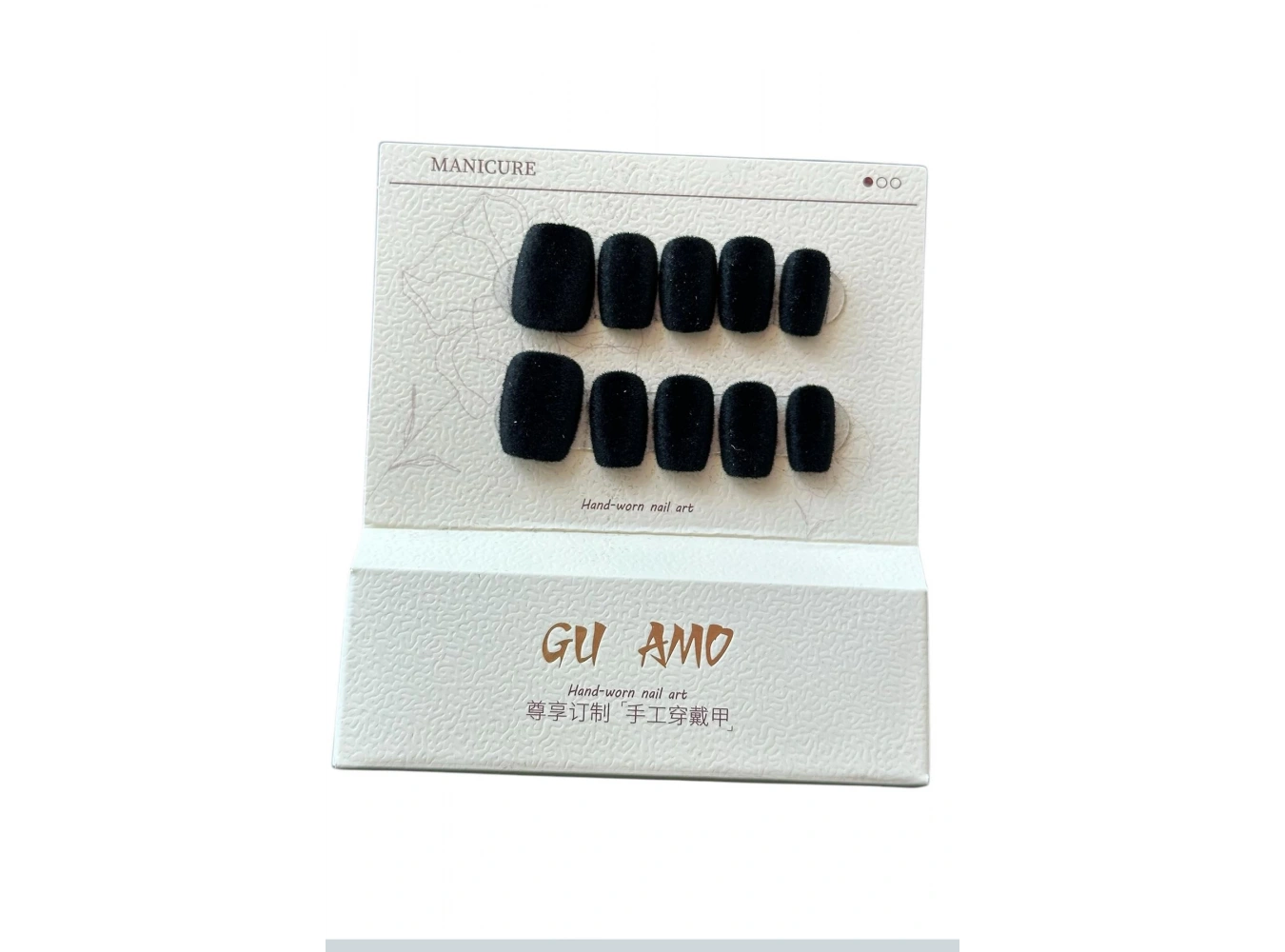 10lu Siyah Renk Kadife Takma Tırnak Set (Yapıştırıcılı)