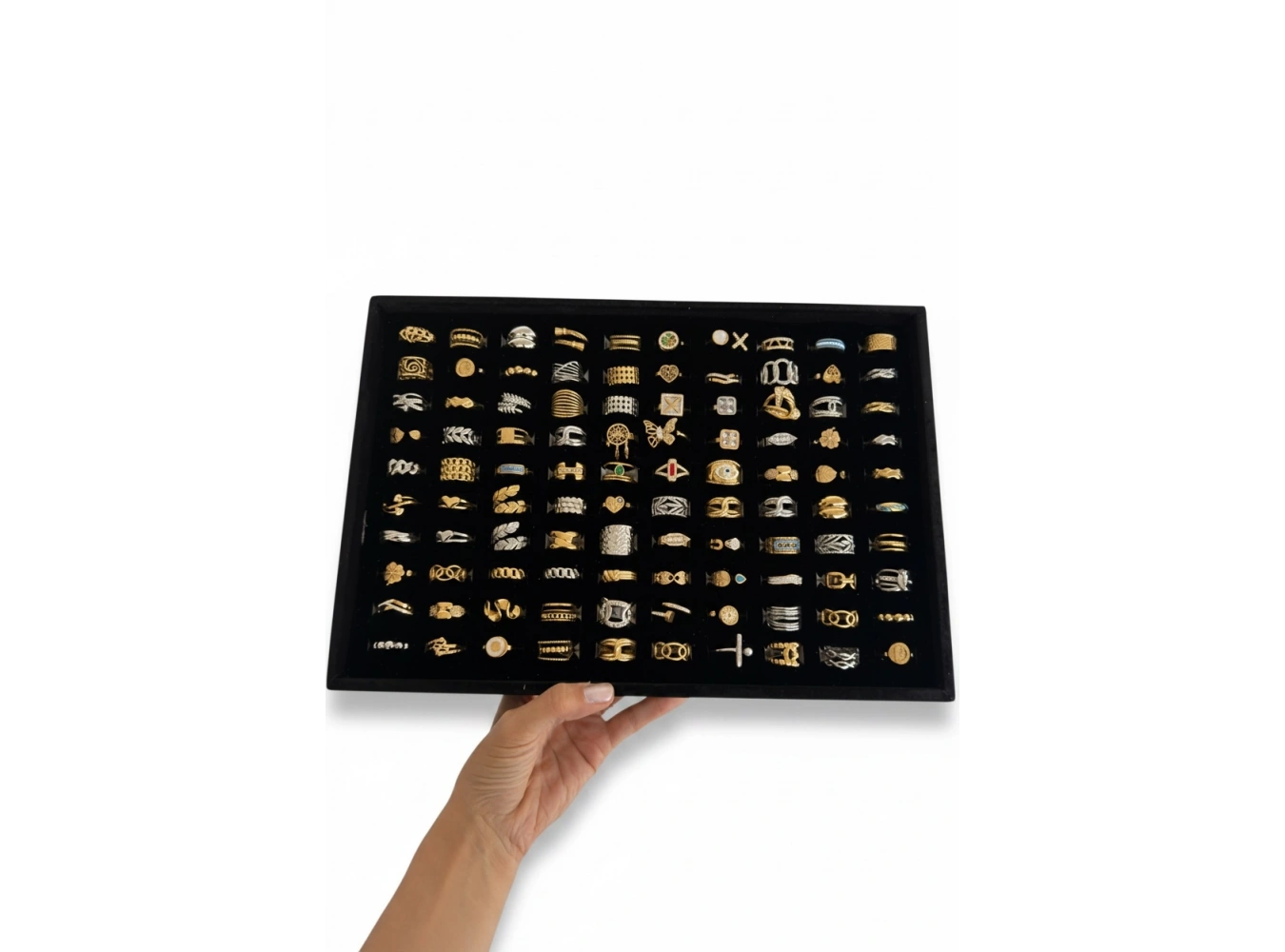 100lü Karışık Renk Ayarlanabilir Stantlı Yüzük Set