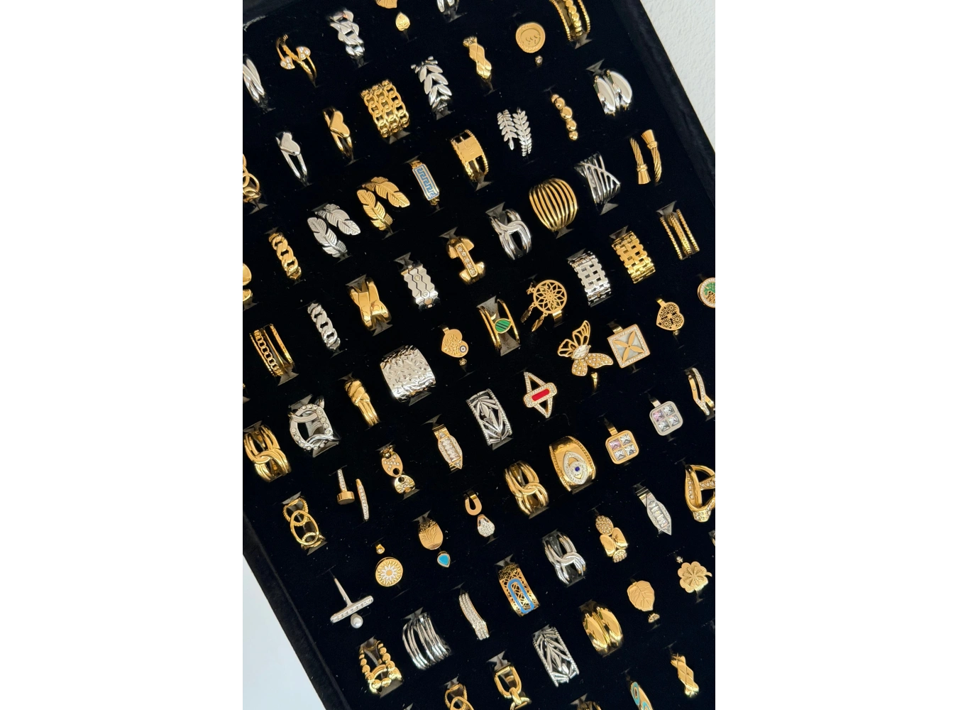 100lü Karışık Renk Ayarlanabilir Stantlı Yüzük Set