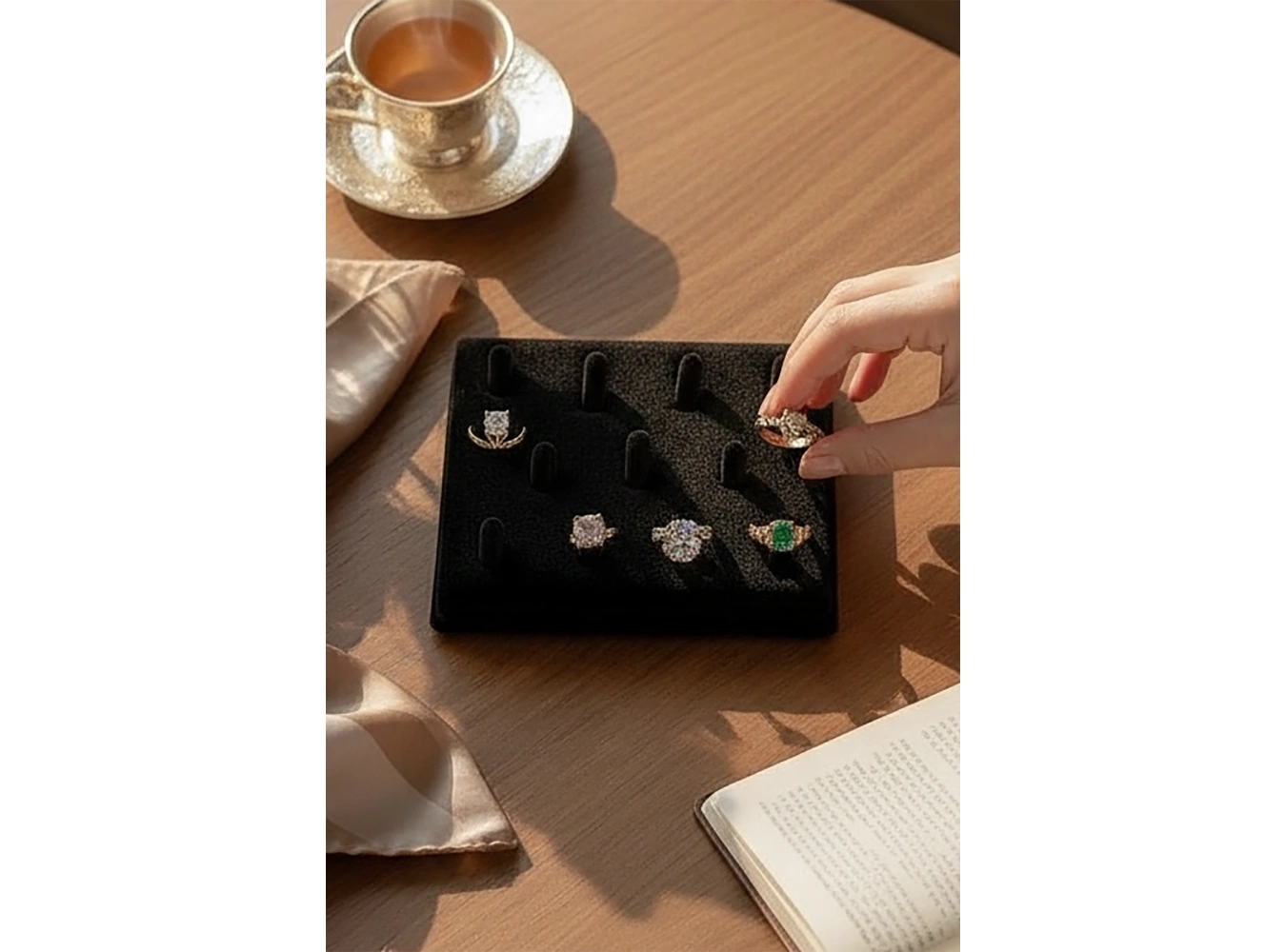 11li Siyah Renk Takı / Yüzük Organizeri