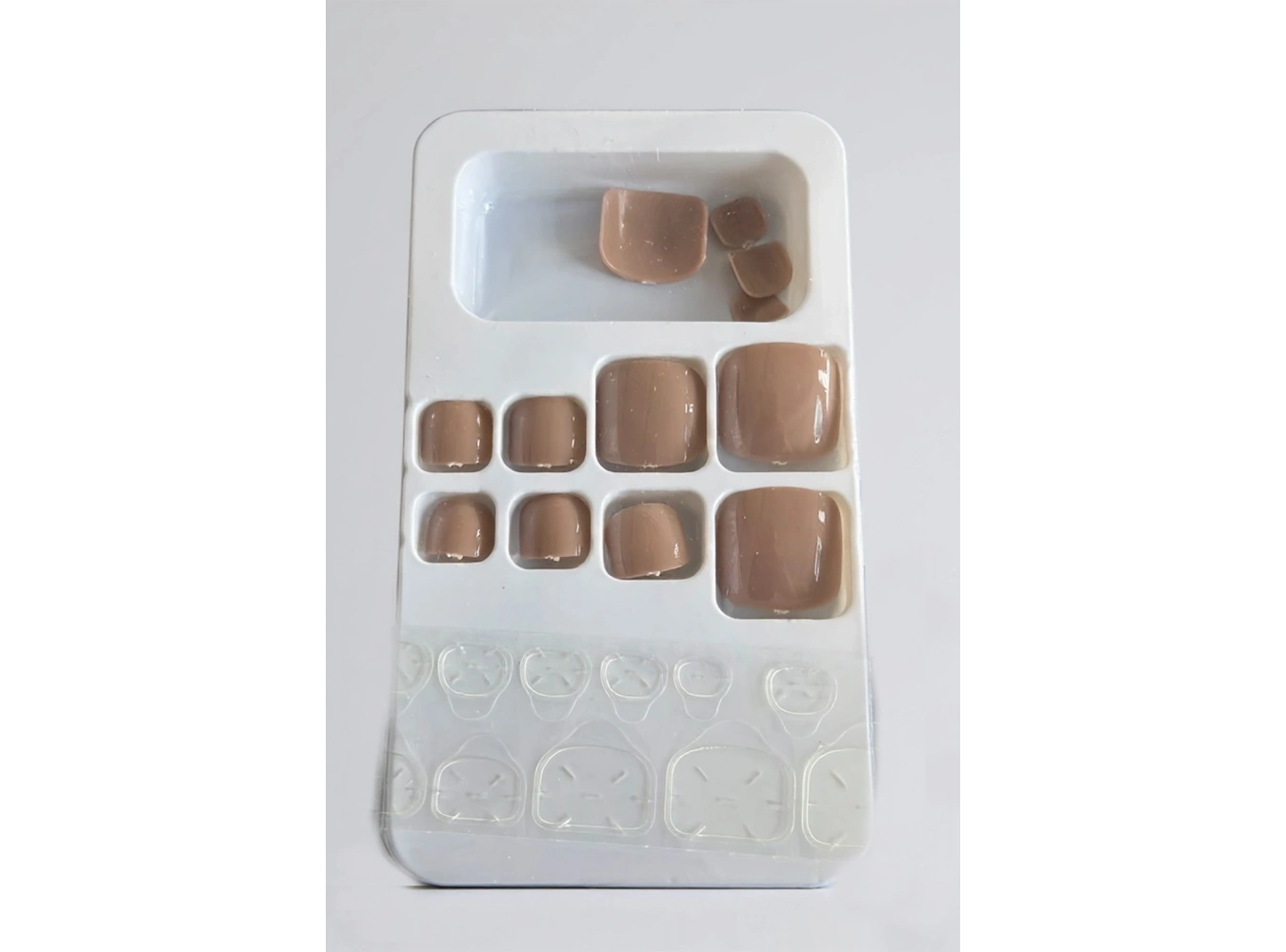 12li Açık Kahve Renk Ayak Takma Tırnak (Yapıştırıcılı)