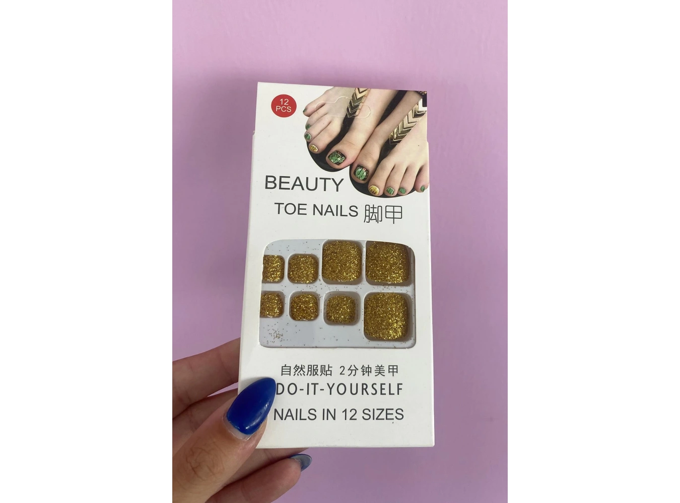 12li Altın Renk Sim Detaylı Ayak Takma Tırnak Seti