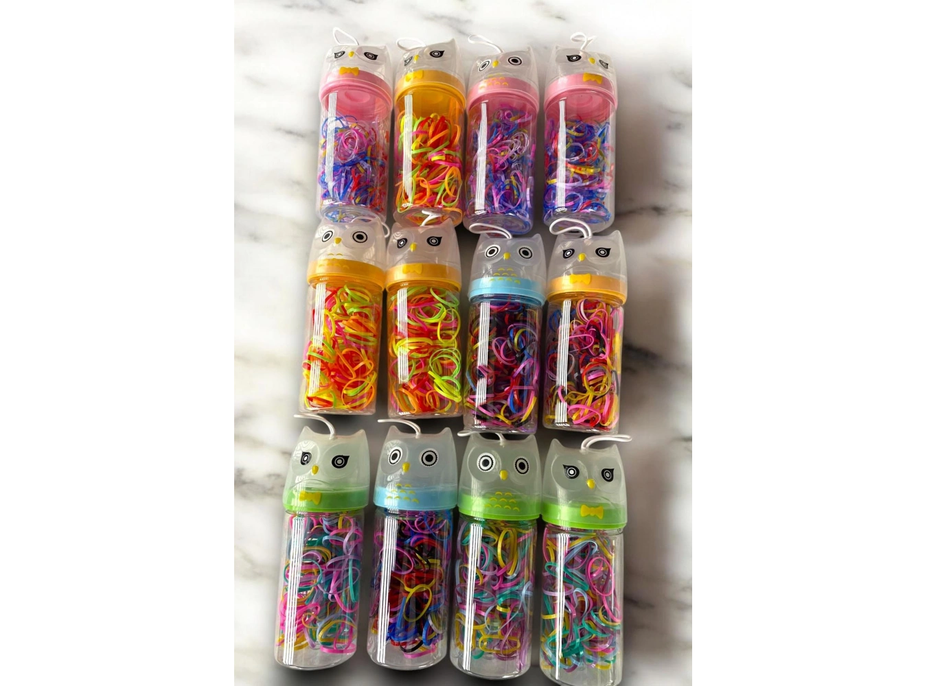 12li Baykuş Figürlü Karışık Renk Perma Lastik Toka