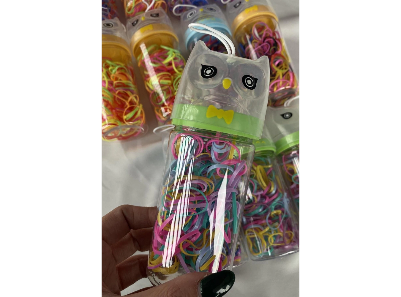 12li Baykuş Figürlü Karışık Renk Perma Lastik Toka