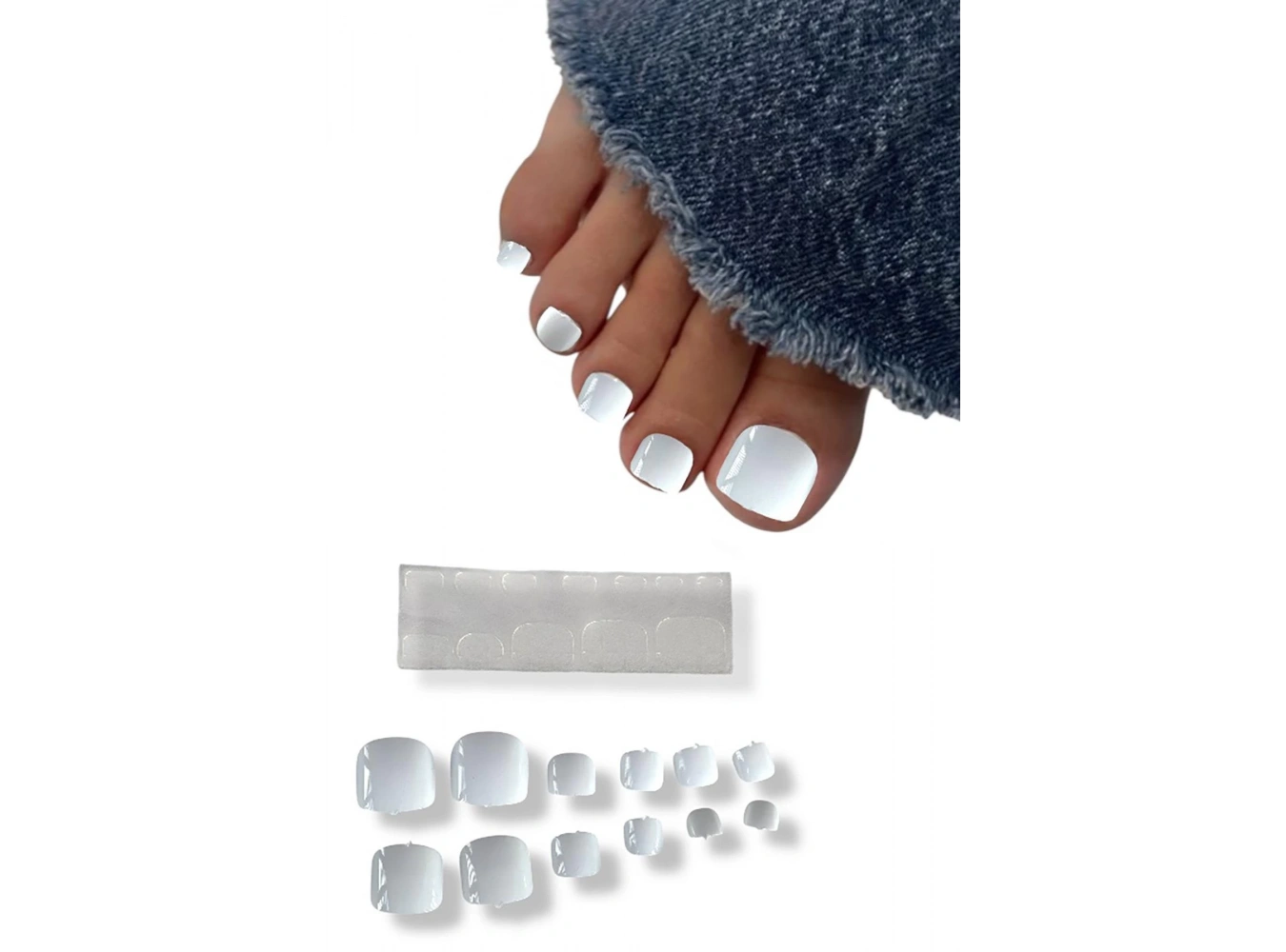 12li Beyaz Renk Ayak Takma Tırnak Seti