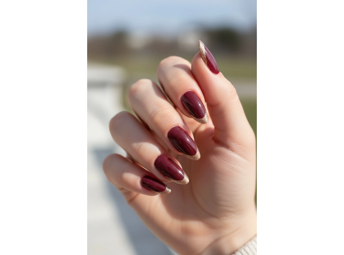 12li Bordo Renk Sim Detaylı Takma Tırnak (Yapıştırıcılı)