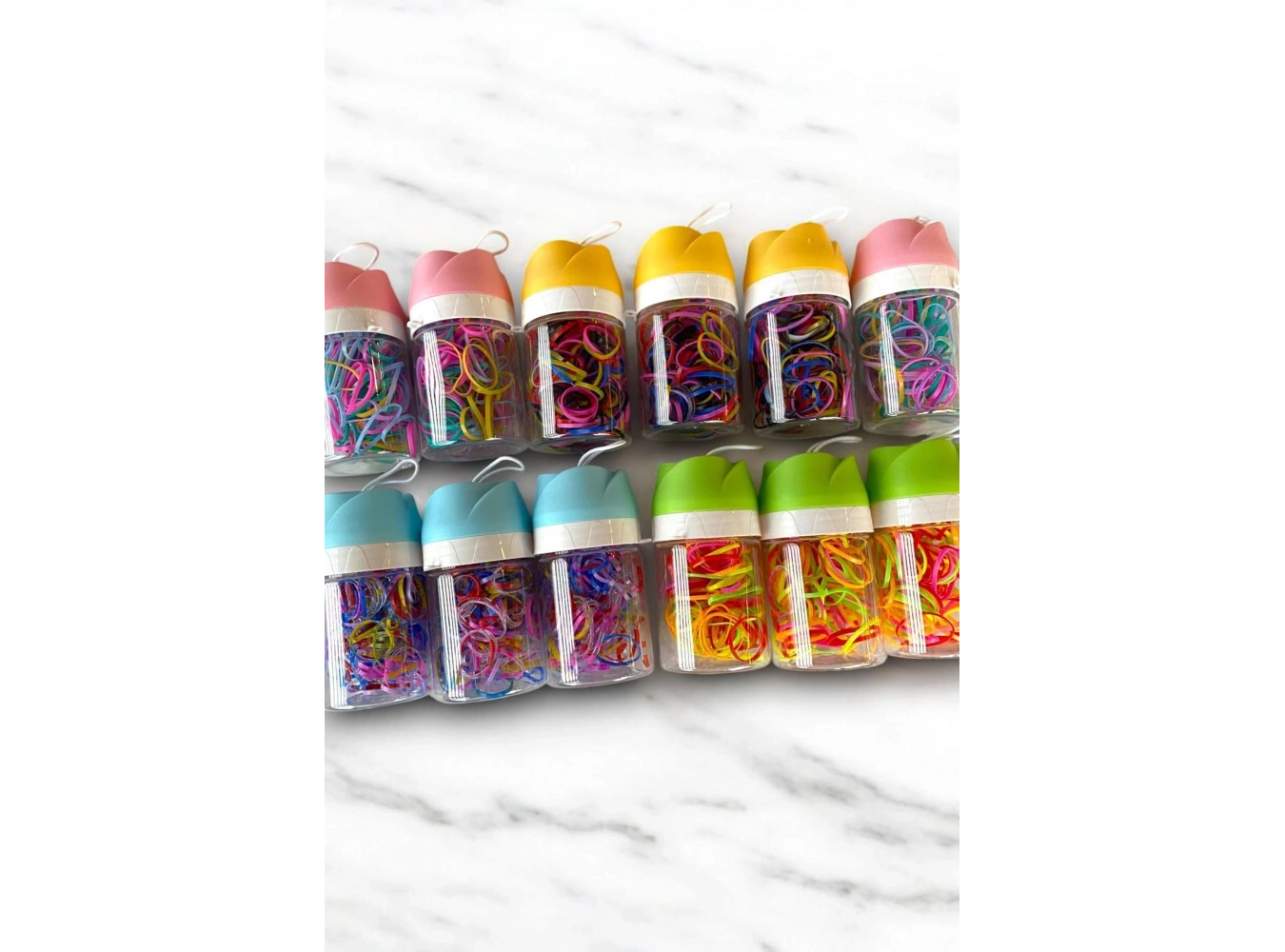 12li Gül Figürlü Karışık Renk Renk Perma Lastik Toka