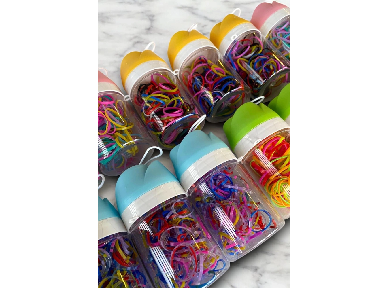 12li Gül Figürlü Karışık Renk Renk Perma Lastik Toka