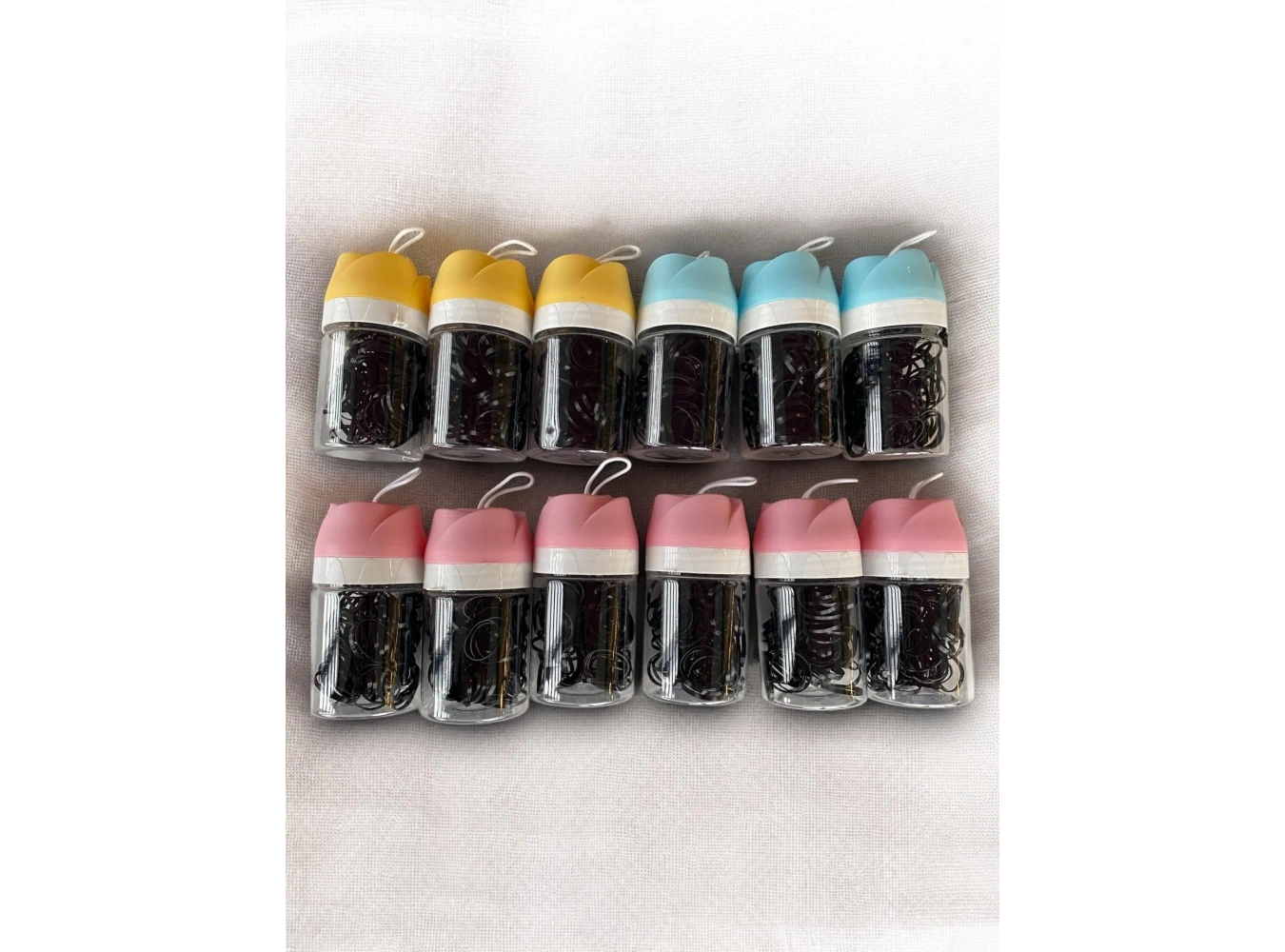 12li Gül Figürlü Siyah Renk Perma Lastik Toka