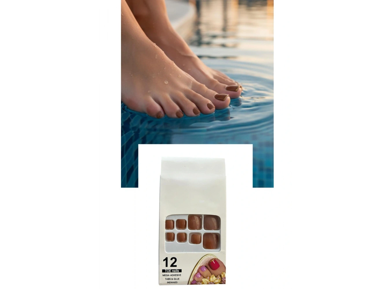 12li Kahve Renk Takma Tırnak Set (Yapıştırıcılı)