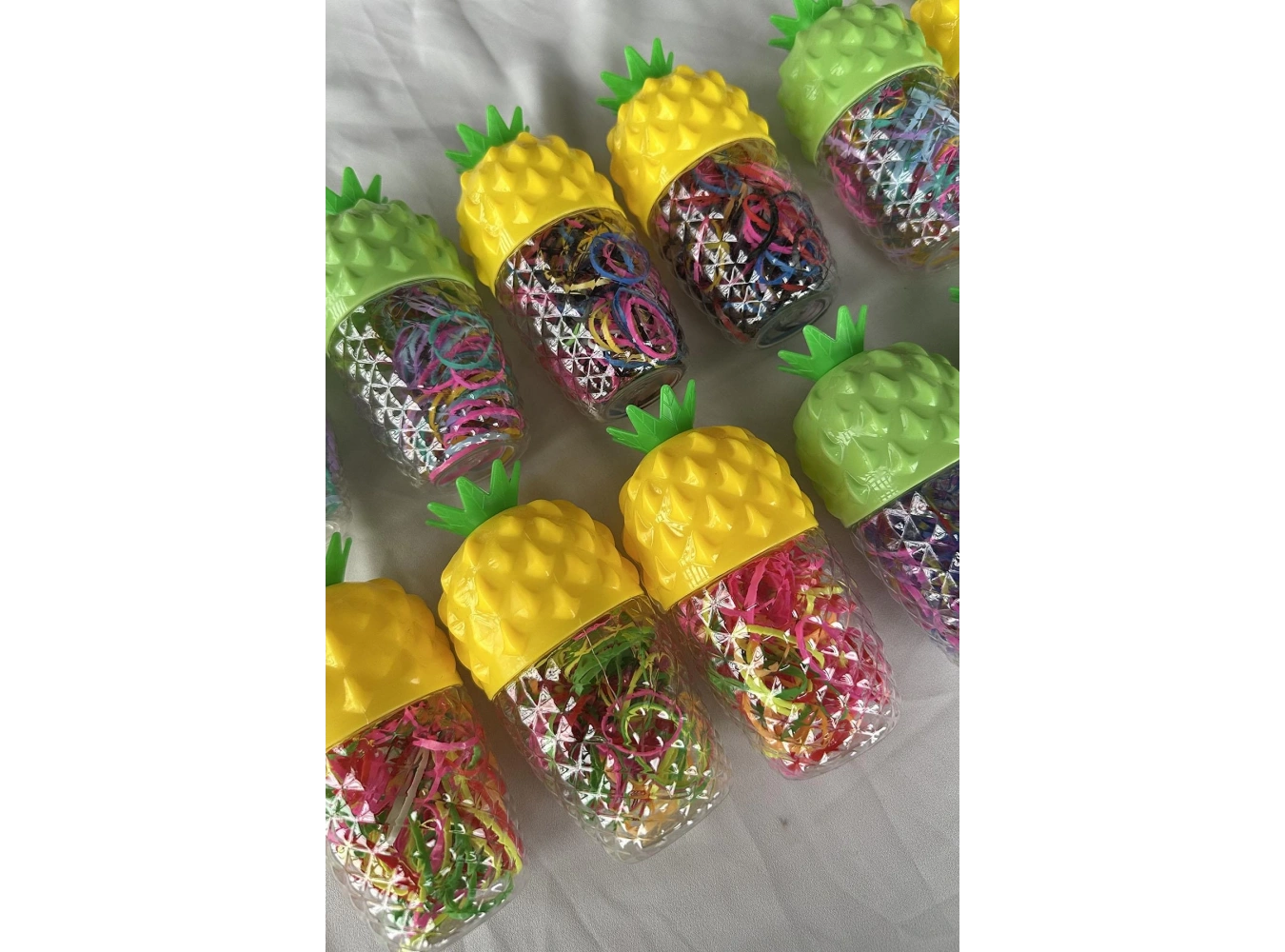 12li Karışık Renk Ananas Figürlü Perma Lastik Toka Set