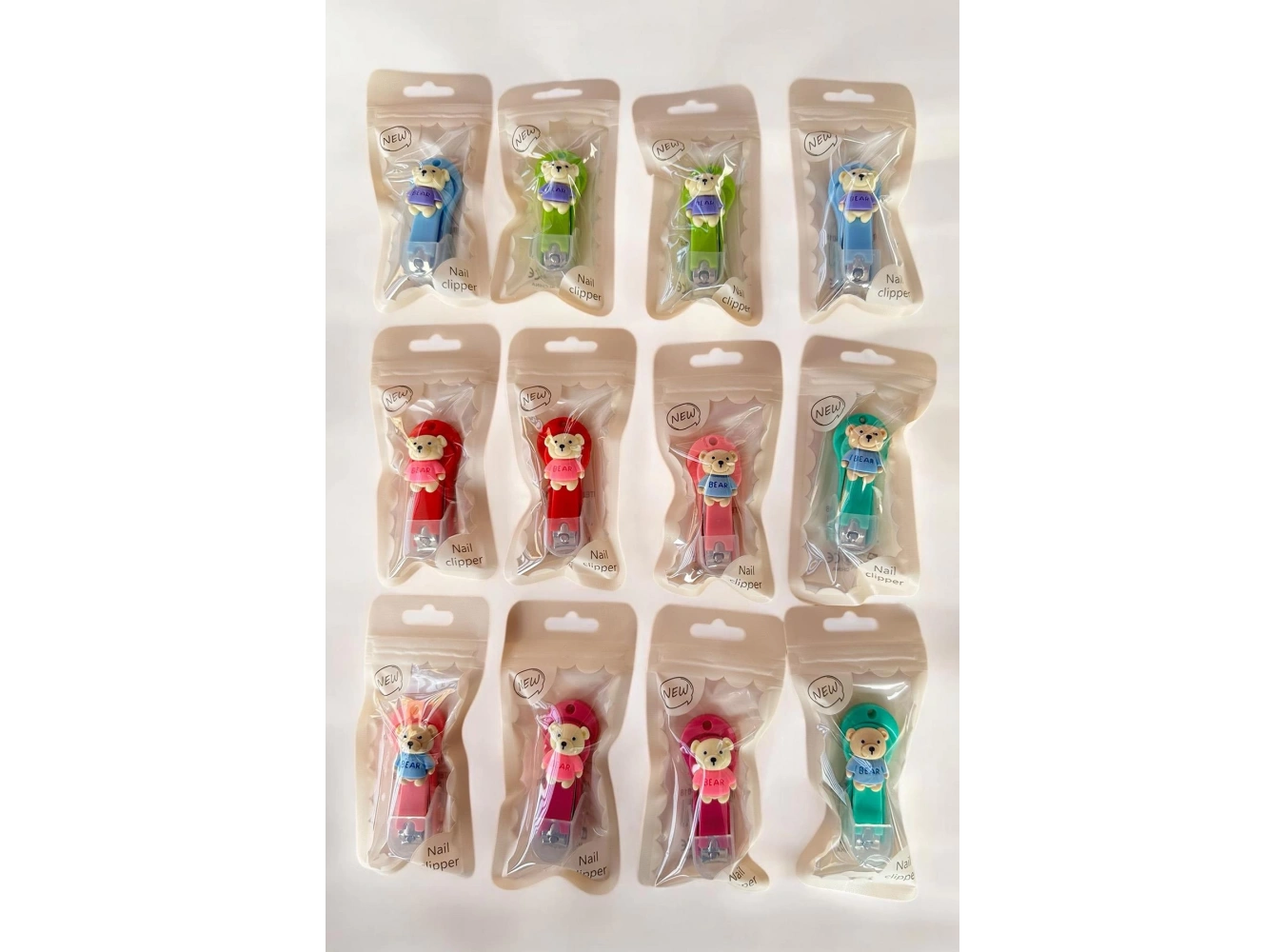 12li Karışık Renk Ayıcık Figürlü Tırnak Makası Set