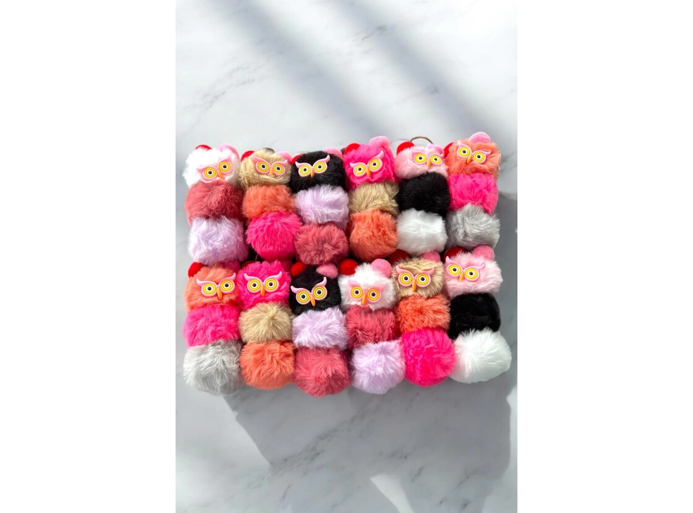 12li Karışık Renk Baykuş Figürlü Anahtarlık Set