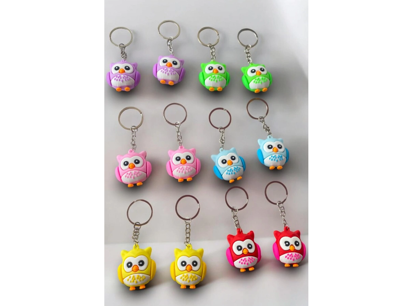 12li Karışık Renk Baykuş Figürlü Anahtarlık Seti