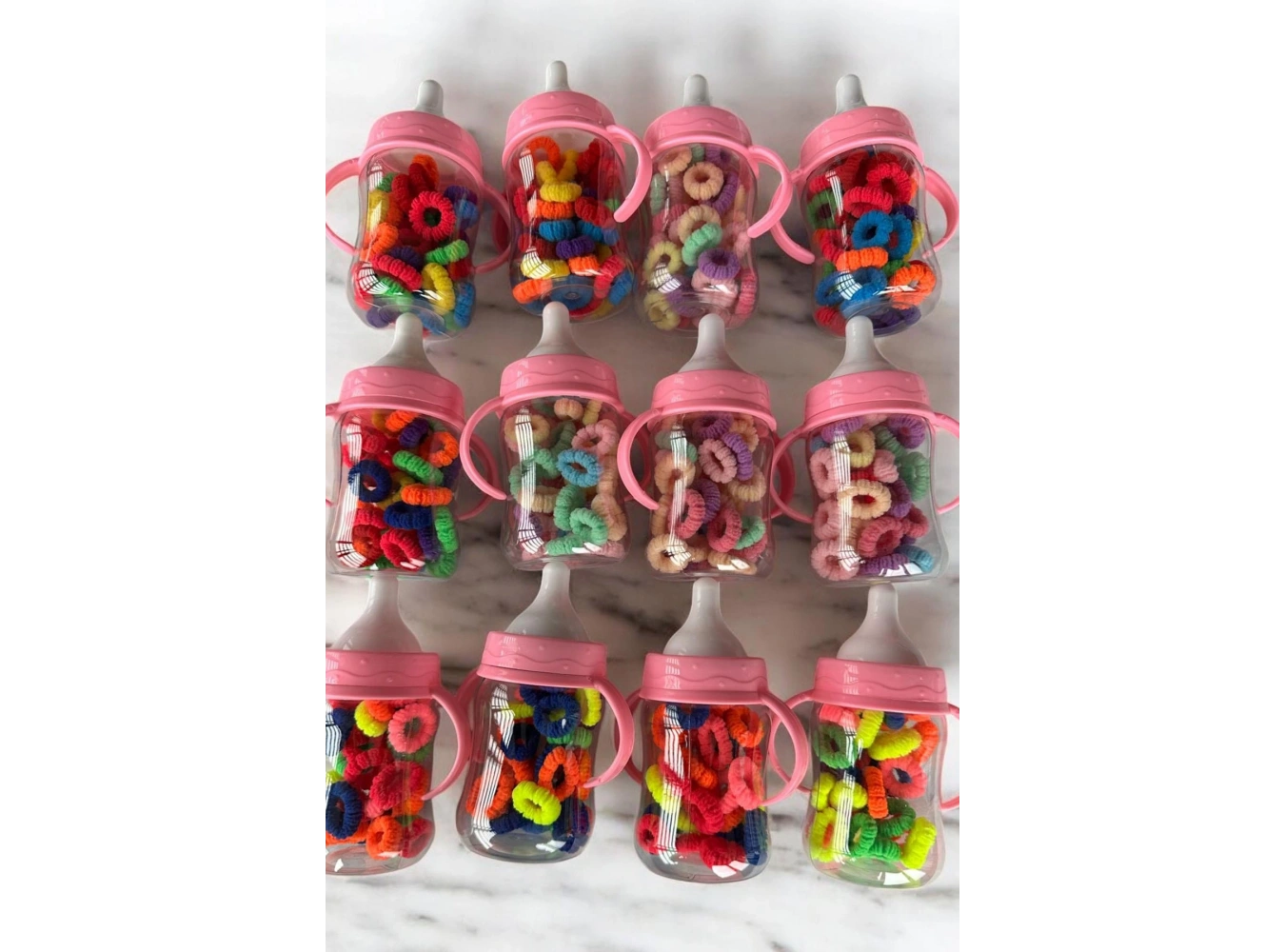 12li Karışık Renk Biberon Figürlü Havlu Toka Set