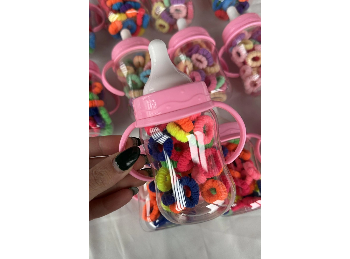 12li Karışık Renk Biberon Figürlü Havlu Toka Set