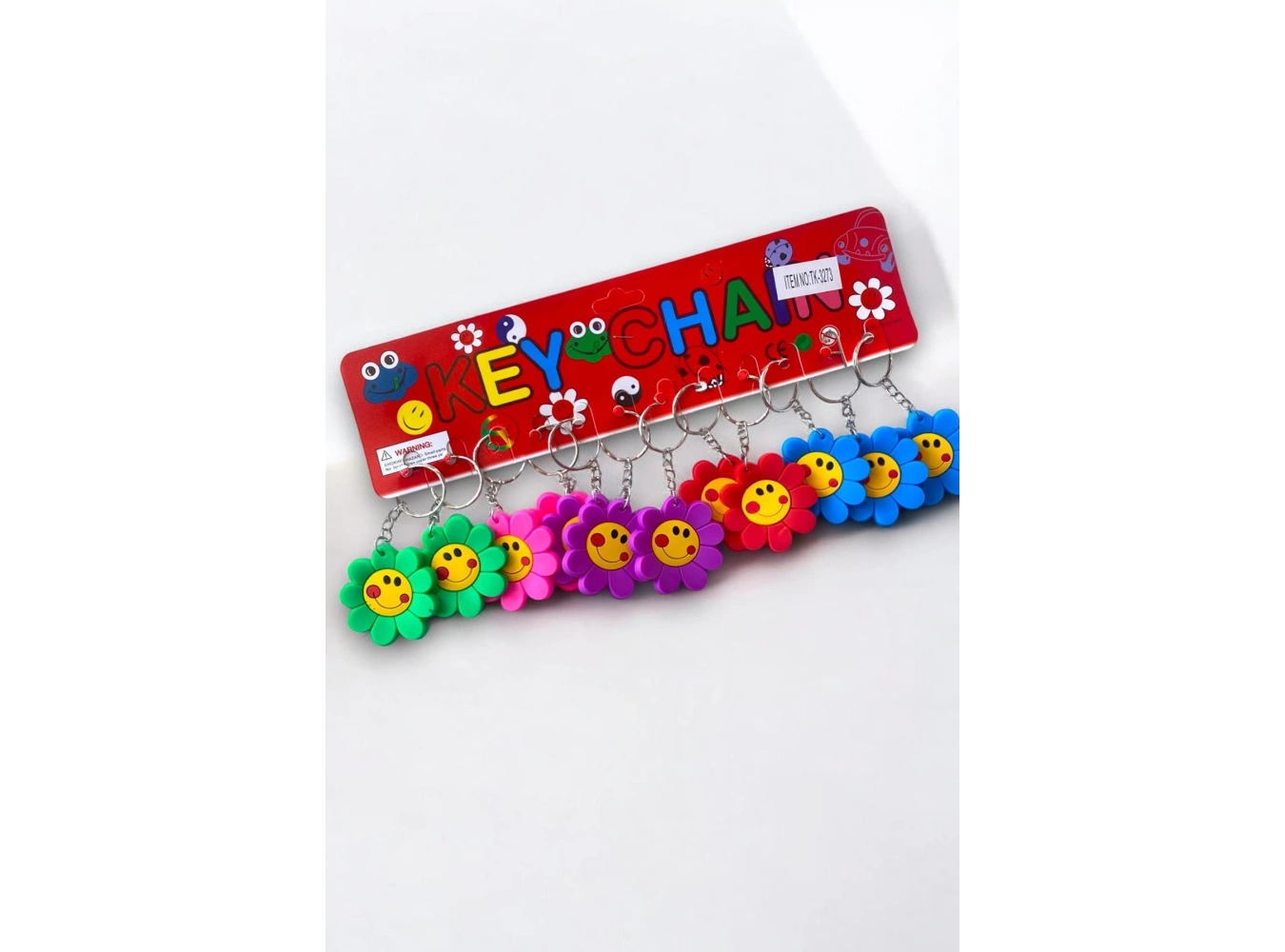 12li Karışık Renk Çiçek Figürlü Anahtarlık Set