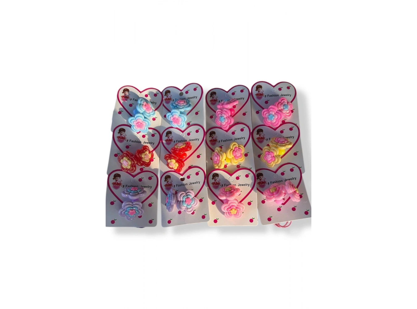 12li Karışık Renk Çiçek Figürlü Lastik Toka Set