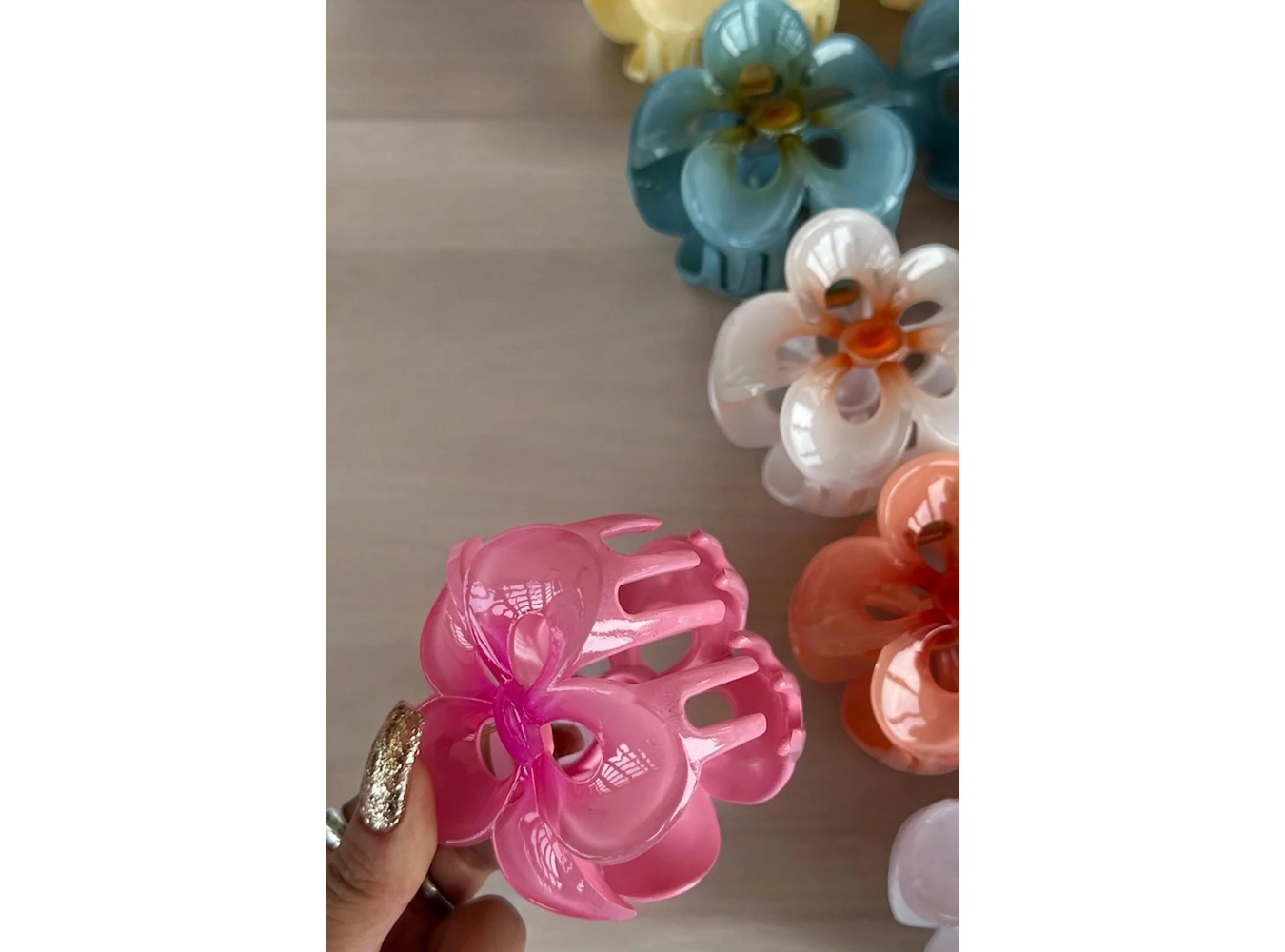 12li Karışık Renk Çiçek Figürlü Mandal Toka