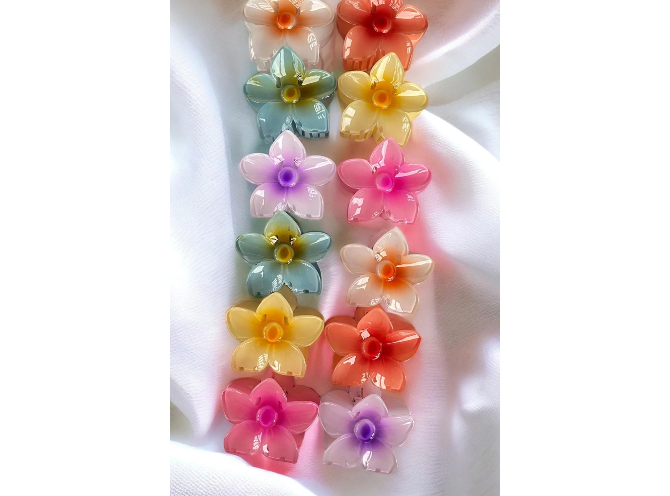 12li Karışık Renk Çiçek Figürlü Mandal Toka Set